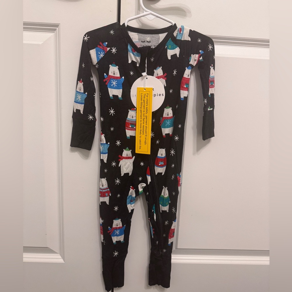 Little Sleepies Polar Bear Pals Convertible Feet and Hands Zippy Pajama 6-12 - Picture 3 of 9